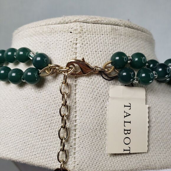 Vintage Talbots Green Bead Rhinestone Ball Two Strand 26" Necklace NWT - Picture 15 of 15